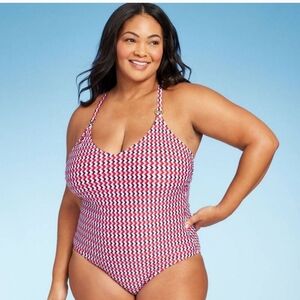 NWT PINK, BLUE WHITE SWIMSUIT